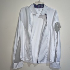 Equine Couture Mesh Undersleeve Purple Plaid Inner L Show Shirt FLAW