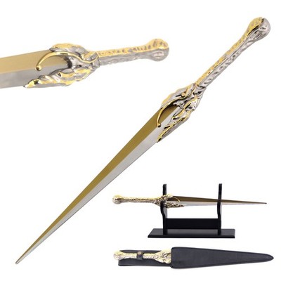 18.5'' Witch Queen Elven Dagger Sword with Sheath & Wooden Display Stand