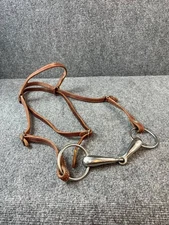 Vintage Leather Horse Bridle With Stainless Bit Western Style