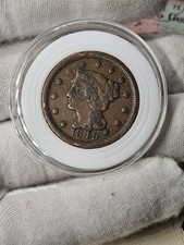 1849 Large Cent Braided Hair Early Copper Penny 
