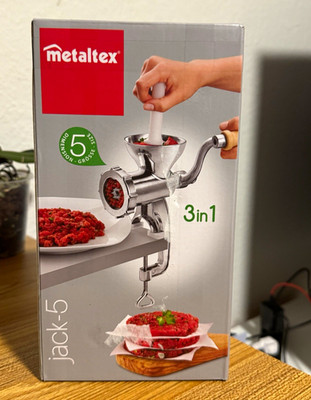 Metaltex Jack-5 Fleischwolf manuell Metall schwarz/silber Tischklemme 3in1