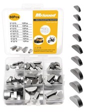 80pcs Woodruff Key Assortment Kit, Metirc, Woodruff Semicircle Key, Carbon St...