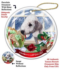 Bedlington Terrier Santa...I Can Explain Holiday Ornament