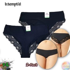 NWT 2-Pack b.tempt'd by Wacoal L b.bare Cheeky Lace-Trim Hipster 976367 Black