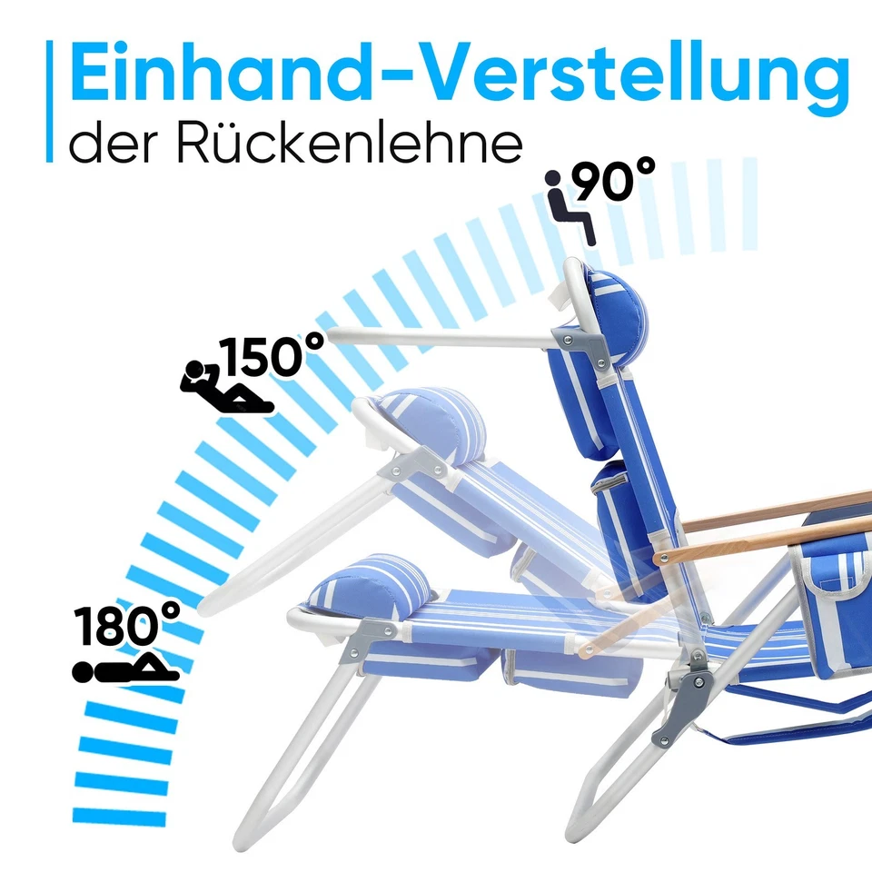 Liegestuhl klappbar Strandliegestuhl Faltstuhl für Garten Campingstuhl leicht - Bild 2 von 4