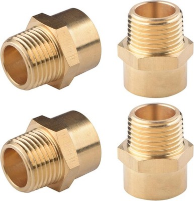 4 Pack G 1/2 (BSP) Female Thread to US 1/2 NPT Male Thread Brass Pipe Fitting Ad