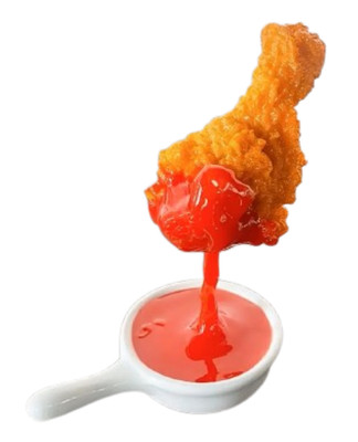 Display Fake Food Prop Fried Chicken Suspended With Dipping Sauce