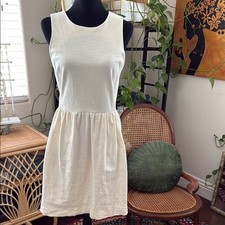 Madewell Cream Back Zip Cotton Blend Mini Dress