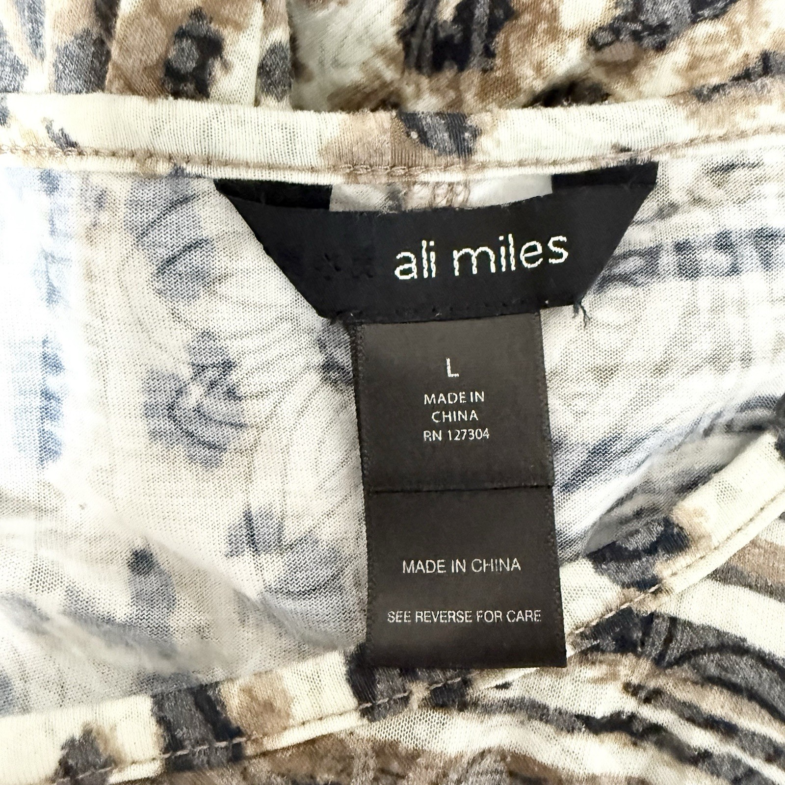 Ali Miles Patchwork Tunic Top L Leopard Stripe 3/… - image 6