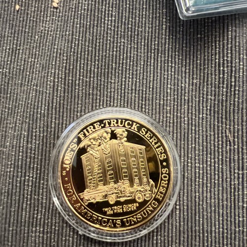 1990 2 oz .999 Silver Joe's Fire Truck Series 1890's Steam engine UNSUNG HEROES - Picture 2 of 4