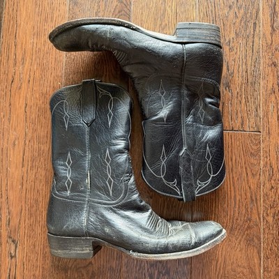 Vintage Rios of Mercedes Cowboy Boots 11.5 AAA Black Smooth