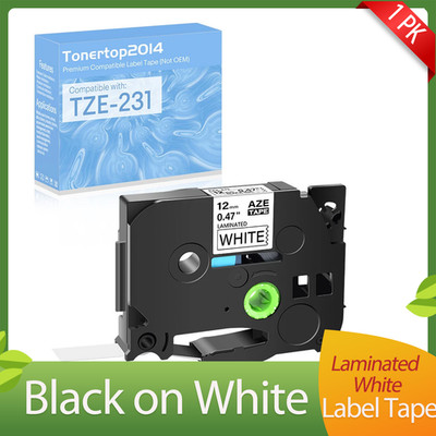 1PK Black on White Label Tape 12mm 8m For Brother P-Touch TZ-231 TZe-231 PT-D210