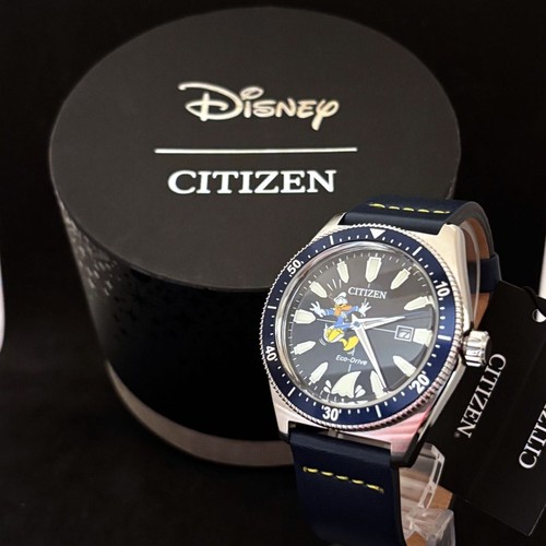 Citizen Eco-Drive J810-A0XMW0 Disney Donald Blk SLV 10Bar Solaire Montre Hommes - Photo 8 sur 8