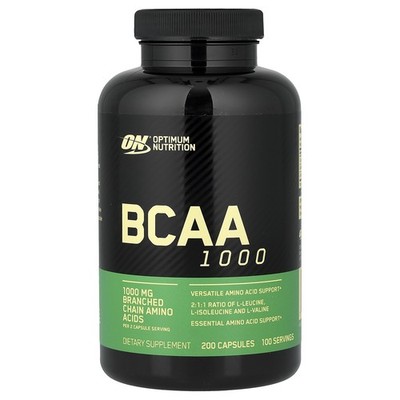 Optimum Nutrition, BCAA 1000 Caps, MegaSize, 1,000 mg, 200 Capsules, Amino Acids