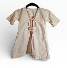 Vintage Baby Dress / Smock Pale Pink with Ribbon Tie Front Infant- Handmade