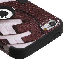 iPod Touch 5th 6th 7th Gen - Football Impact Armor Hard Soft Rubber Hybrid Case