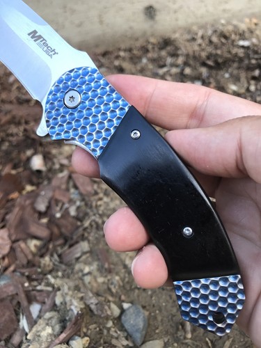 MTECH 8.5" Spring Open Assisted Tactical Pocket Knife Wood Handle Sharp A967BB - Picture 3 of 6
