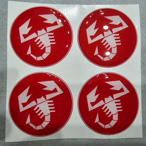 Loghi ruota adesivi Rosso bianco 50mm resina per coprimozzo Fiat Abarth 500 - Foto 3 di 3