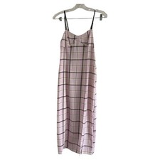URBAN OUTFITTERS (NWT) Women Midi Pink Plaid Ruched Chest W/Slit Dress (X-SMALL)