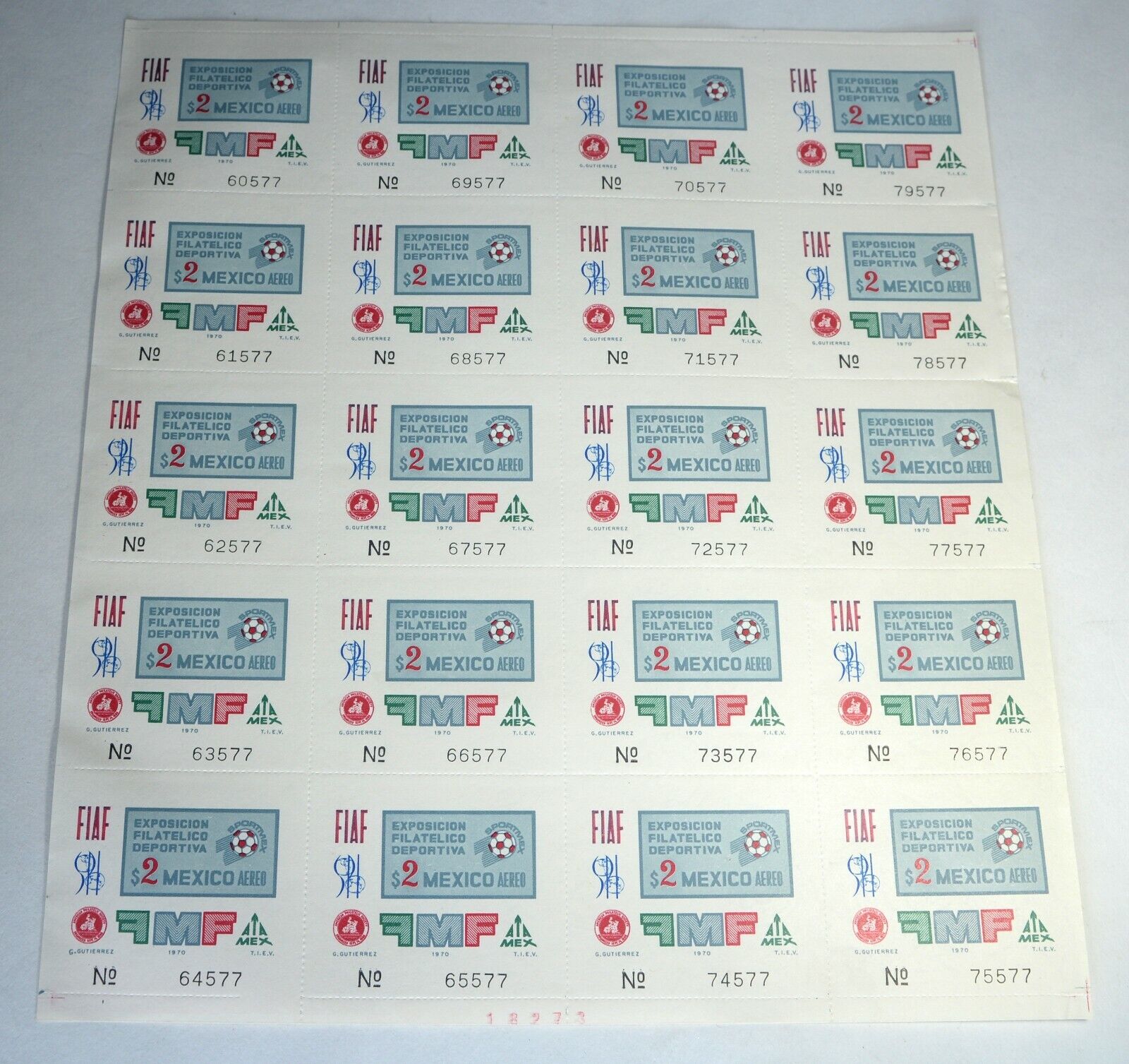 Mexico #C374 Sportmex '70 Philatelic Exposition Airmail Postage Sheet Mint NH OG