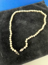 Vintage Small Faux Pearl Necklace Unsigned 16" Cream Color 1950-1960 14g