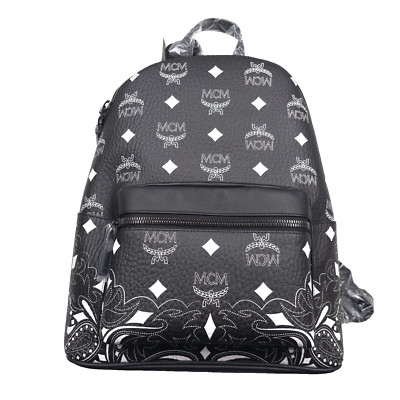 $1290 - MCM Black & White Stark Bandana VI Backpack w/ Bag Size Medium