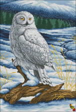 Embroidery bead kit White owl Needlepoint Bead stitch Stamped pattern Beaded