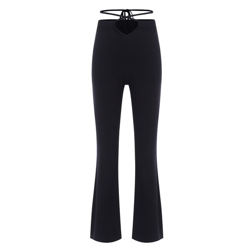 Women Belly Dance Pants Elastic Waist Criss-Cross Straps High Side Slit Flared - Picture 8 of 41