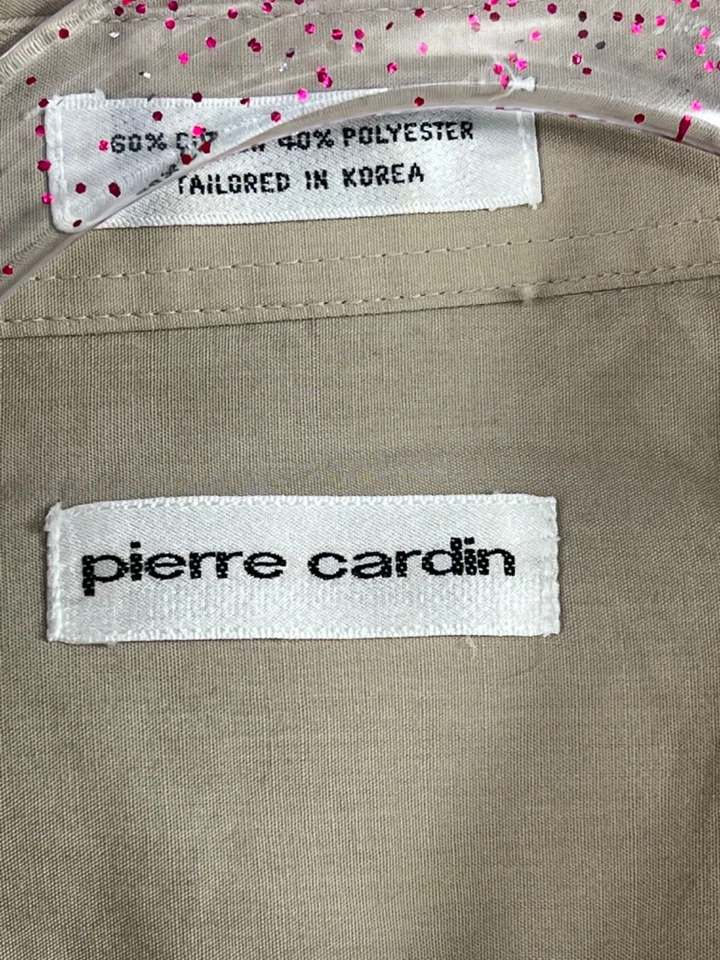 Camisa de vestir Pierre Cardin para hombre talla 16 1/2 34/35 tostada manga larga Foto 2 de 4