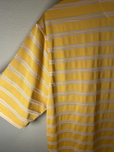 Ping Performance Mens golf polo shirt LARGE L Yellow With Stripe Logo - Picture 9 of 9