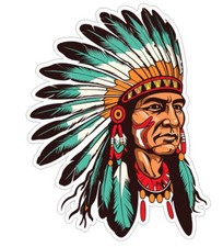 Native American Indian with headdress head dress Sticker Stickers Decal A993