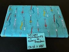 Stringed Instruments Yardage by Fabric Freedom 1.5 Yard x WOF Aqua Violin Bass