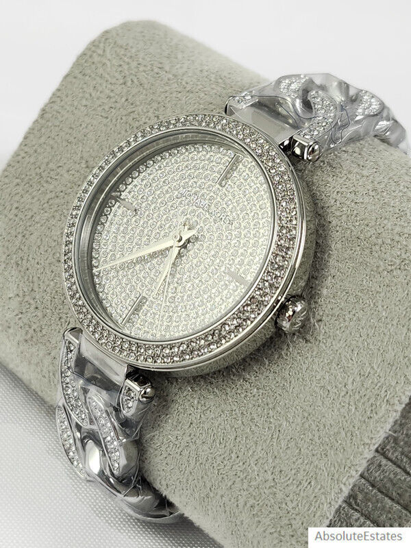NEW Michael Kors Catelyn Silver Glitz Chain Stainless Steel NEW Michael Kors Catelyn Silver Glitz Chain Stainless Steel