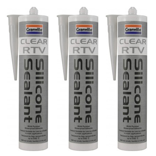 3 x Granville CLEAR RTV Silicone Instant Gasket Waterproof Adhesive