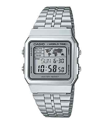 Casio Vintage Digital Silver Tone Stainless Steel Woman's Watch A500WA-7