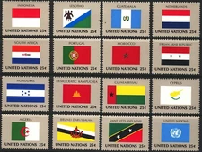 UN - New York . 1989 Flags (16) . Scott: 554-569 . Mint Never Hinged