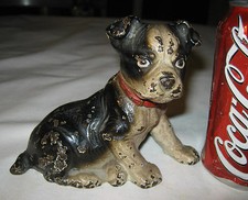 ANTIQUE HUBLEY 5 LB BOSTON TERRIER DOG CAST IRON DOORSTOP GARDEN PATIO DOOR ART