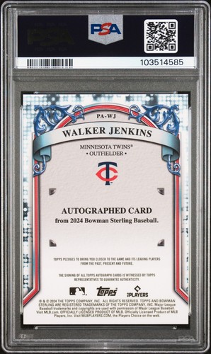2024 BOWMAN STERLING AUTO WALKER JENKINS BLUE STERLING SCINTILLATE 10/25 POP 1 - Picture 2 of 2