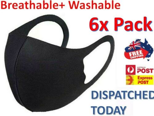 6x Washable Unisex Face Mask Mouth Masks Protective Reusable 24 Hr Dispatch SYD - Zdjęcie 1 z 11