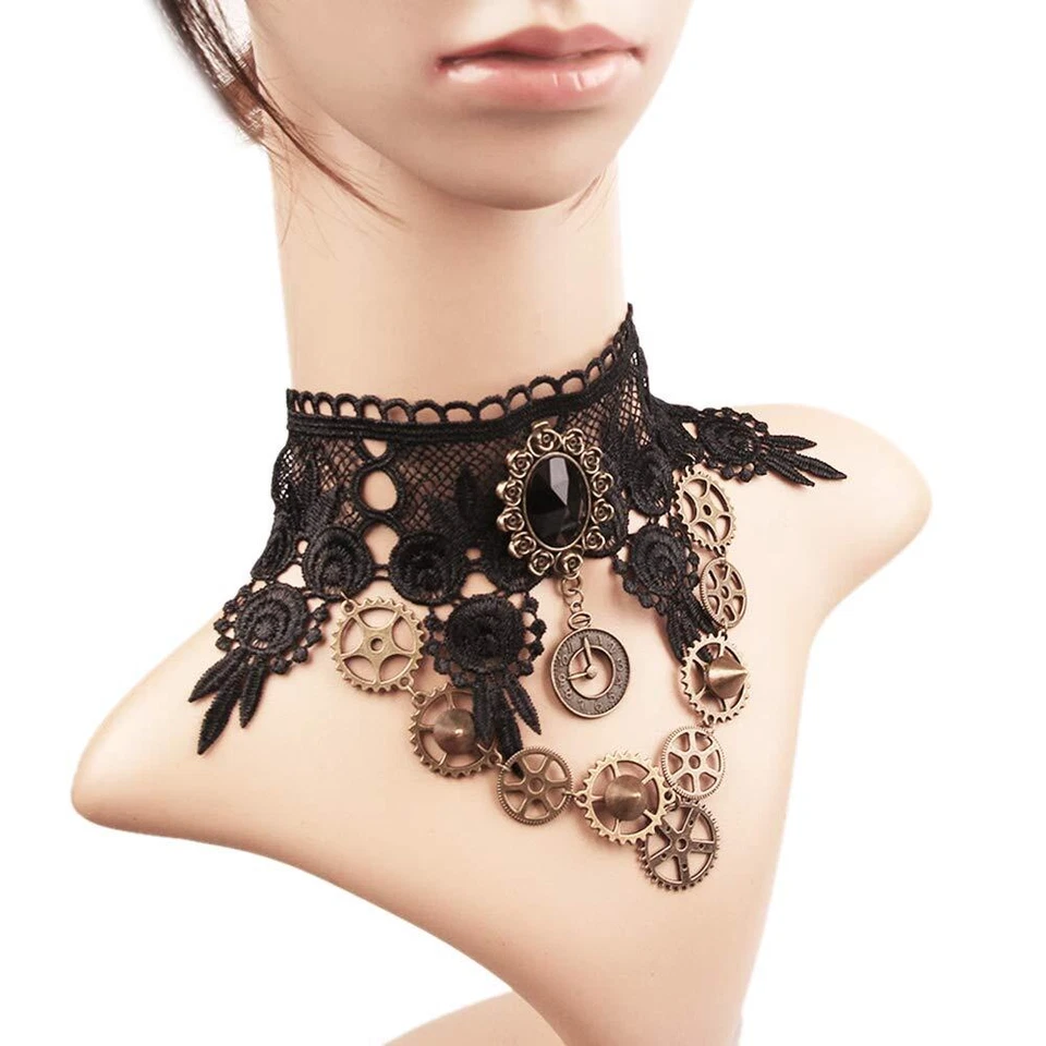 Gotisch Choker Halskette Halsband Ketten Victorian Steampunk Retro Zahnräder ... - Bild 3 von 4