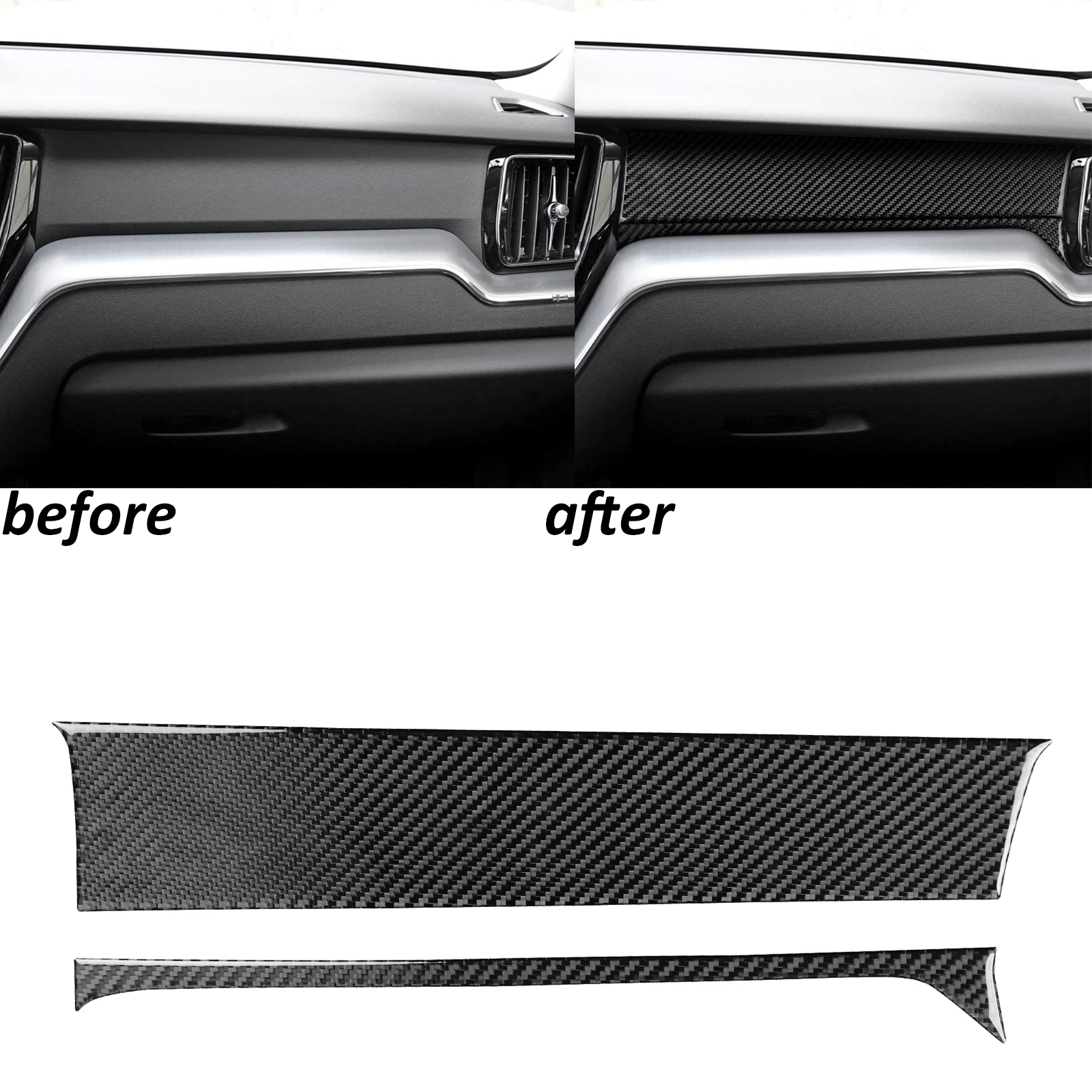 Real Carbon Fiber Interior Co-pilot Dashboard Panel Trim For Volvo XC60 2018-25