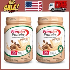 2 Pack Premier Protein 100% Whey Protein Powder, Café Latte, 30g Protein, 23.9 o
