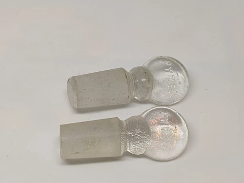 2 Tiny Vintage Glass Medicine/ Perfume  Bottle Stoppers PYREX