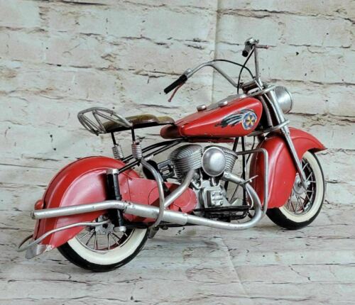 Red Indian Motorcycle 1:8-Scale Diecast 1956 Scout Handcrafted Figure Hot Cast - Picture 3 of 6
