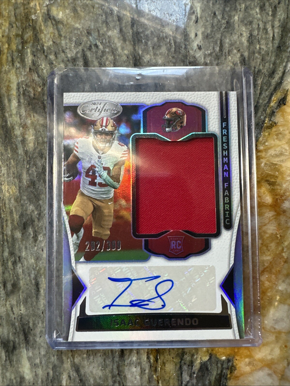 Isaac Guerendo 2024 Panini Certified Freshman Fabric Autograph 292/399 Rookie RC