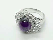 Vintage Sterling Silver Amethyst White Topaz Ring 925 SZ 7,5