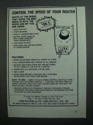 1989 MLCS Router Speed Control Ad - Control the speed of your router | eBay