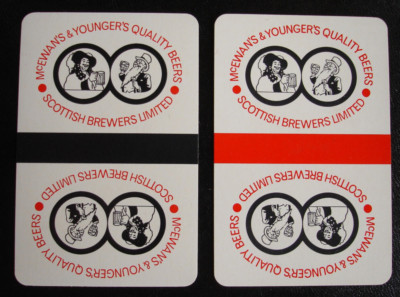 McEwans & Youngers Qualitätsbiere.  Paar Werbe-Spielkarten.