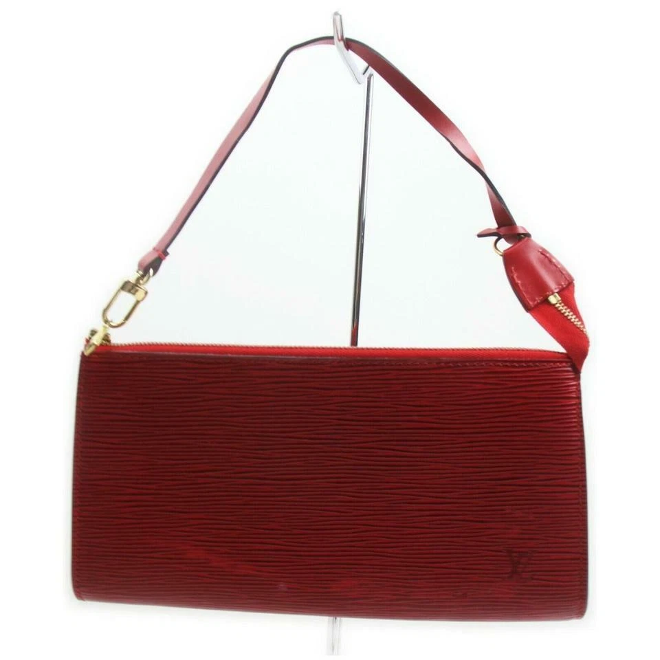 Louis Vuitton Red Epi Leather Pochette Accessories Wristlet Clutch