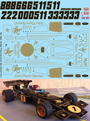 1/12 F1 LOTUS 72D 1972 1973 TAMIYA FULL JPS DECALS TB DECAL TBD109 